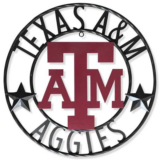 A&MWRI18B: Texas A&M 18"  Round Metal Art